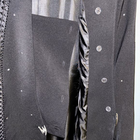 Ben Marc International Long Black Rhinestone Satin Blazer Jacket Womens14 - Picture 5 of 9